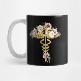 Floral Caduceus Art Medical, medical illustration art, floral caduceus stickers, medical symbol Mug